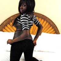 Horny black chick Tatiyana Foxx serves a big throbbing white dick