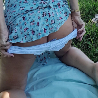 Sexy mature Lorna Blu showing her nice boobies outdoors