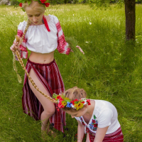 Ukrainian chicks Nika and Krystal having some fun together outdoors