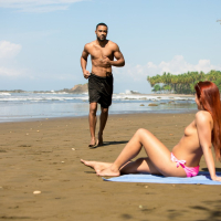 Gala Brown enjoys hot Interracial Sex on the Beach