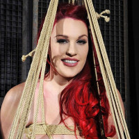 Kinky Paige Delight stripped naked and tied with Ropes