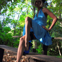 Lovely Lily Wow being naughty on a Park Bench