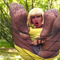 Lily Wow swinging in a Hammock in Pantyhose