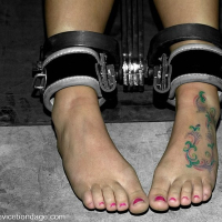 High Heels Alexa Jordan gets chain bound and tits milked