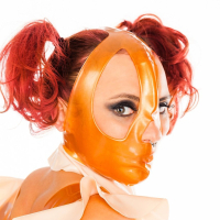 Lara Larsen dressed up in a kinky Rubber Doll Suit