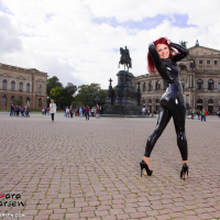 Lara Larsen goes sightseeing in her tight Catsuit