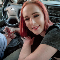 Sexy Alice Coxxx gets horny in the car and gives her guy a handjob