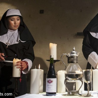 Sophia Locke kinky nun is bound and electro toyed by asian lezdo