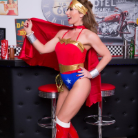 Lynda Leigh masturbating in a Wonder Woman Outfit