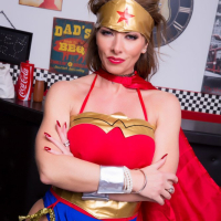 Lynda Leigh masturbating in a Wonder Woman Outfit