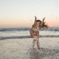 Anastasia Black flashing her Pussy at the Beach