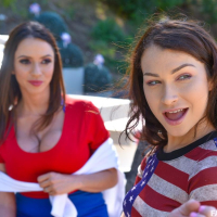 Hot Jennifer Jacobs riding fat Cock on 4th of July