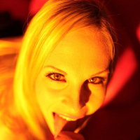 Gorgeous blonde babe Aimee Addison blows a cock for cum