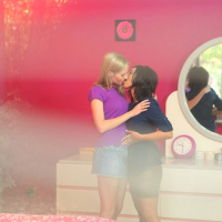 Sweet lesbians being filmed by a voyeur having softcore sex