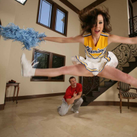 Sexy flexible brunette cheerleader babe in hardcore sex