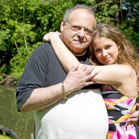 Cute Bunny Babe bounces on an ugly old fat Dude