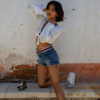 Angel Constance strips and reveals her super hot dark Skin Body