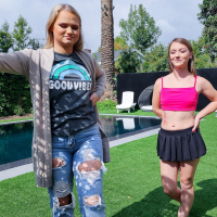 Filthy ladies Harley King and Mira Monroe having intense ffm 3some fucking