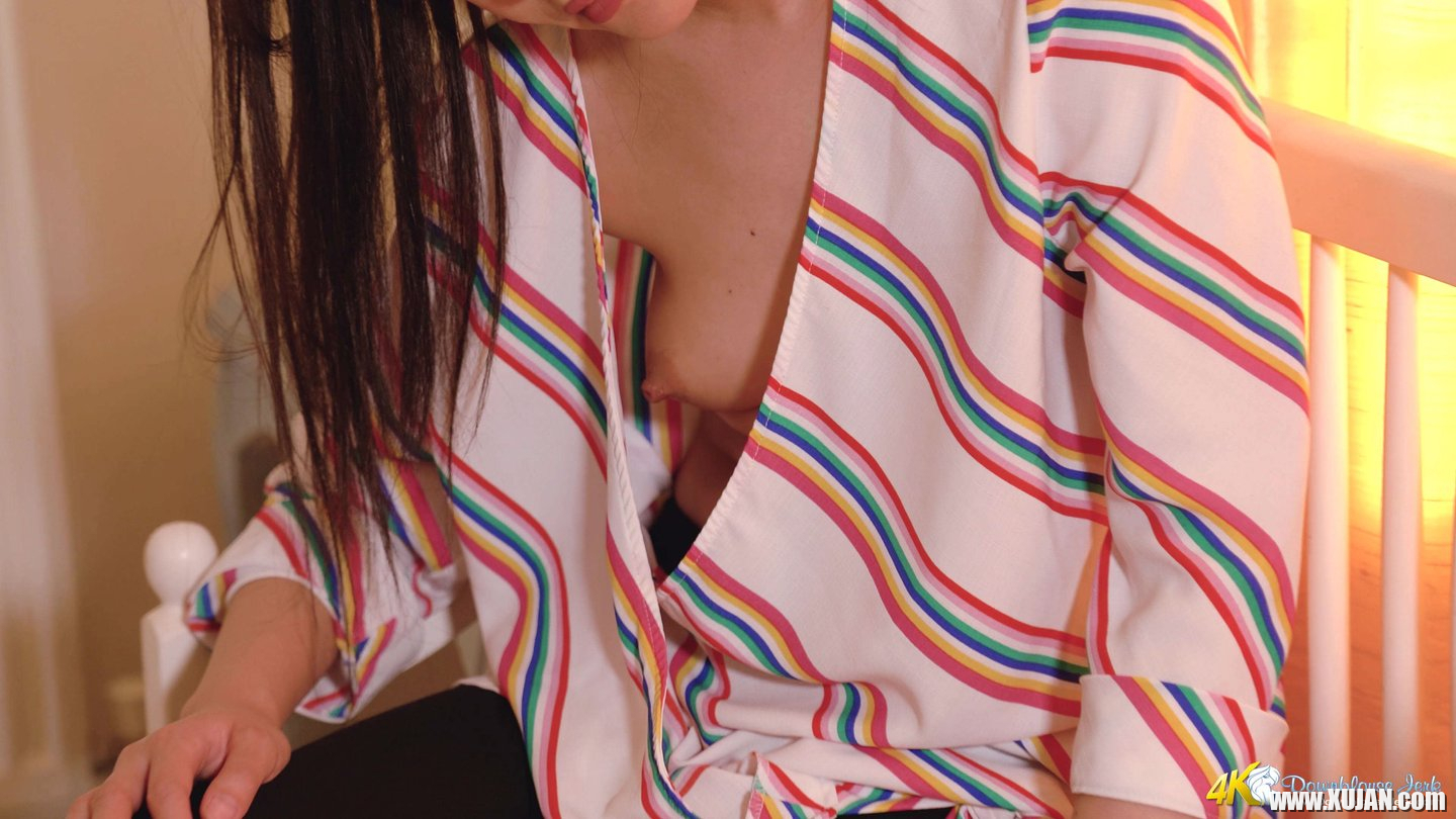 Asian chick Louisa Lu teases with her boobs through open blouse - Photo #2042904