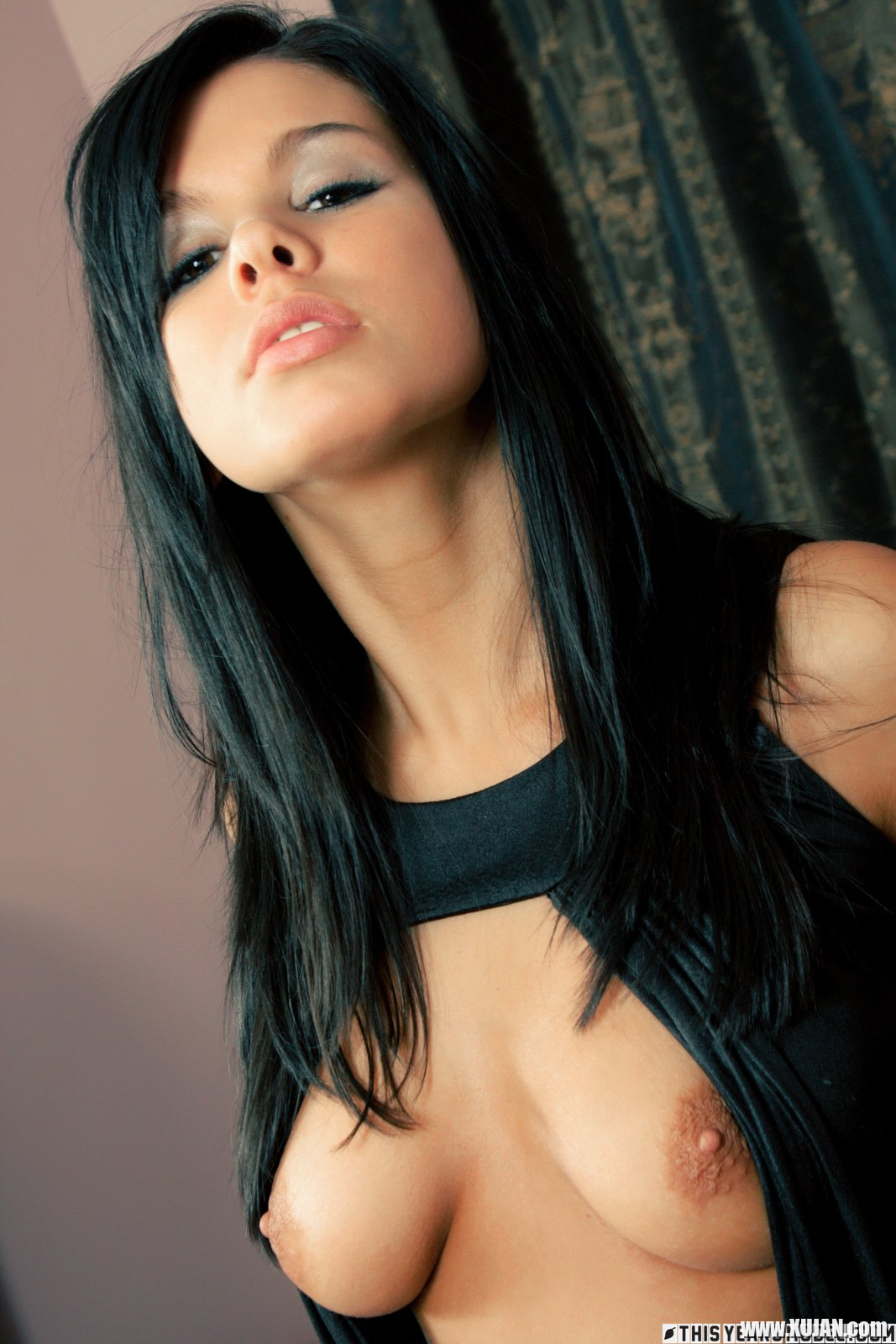 Gorgeous dark haired girl Destiny Moody pops out her nice titties - Photo #2044682