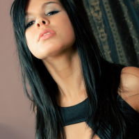Gorgeous dark haired girl Destiny Moody pops out her nice titties