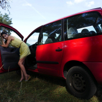 Coco Kiss gets fucked by sleazy stranger outdoors