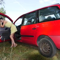 Coco Kiss gets fucked by sleazy stranger outdoors