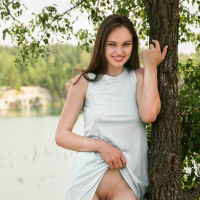 Brunette cutie Tanya Grace offers you her hot body outside