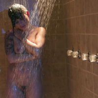 Seductive latina with big tits Eva Angelina taking shower