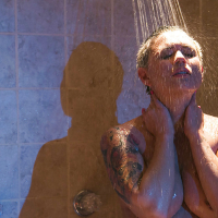 Seductive latina with big tits Eva Angelina taking shower