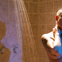 Seductive latina with big tits Eva Angelina taking shower