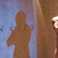 Seductive latina with big tits Eva Angelina taking shower
