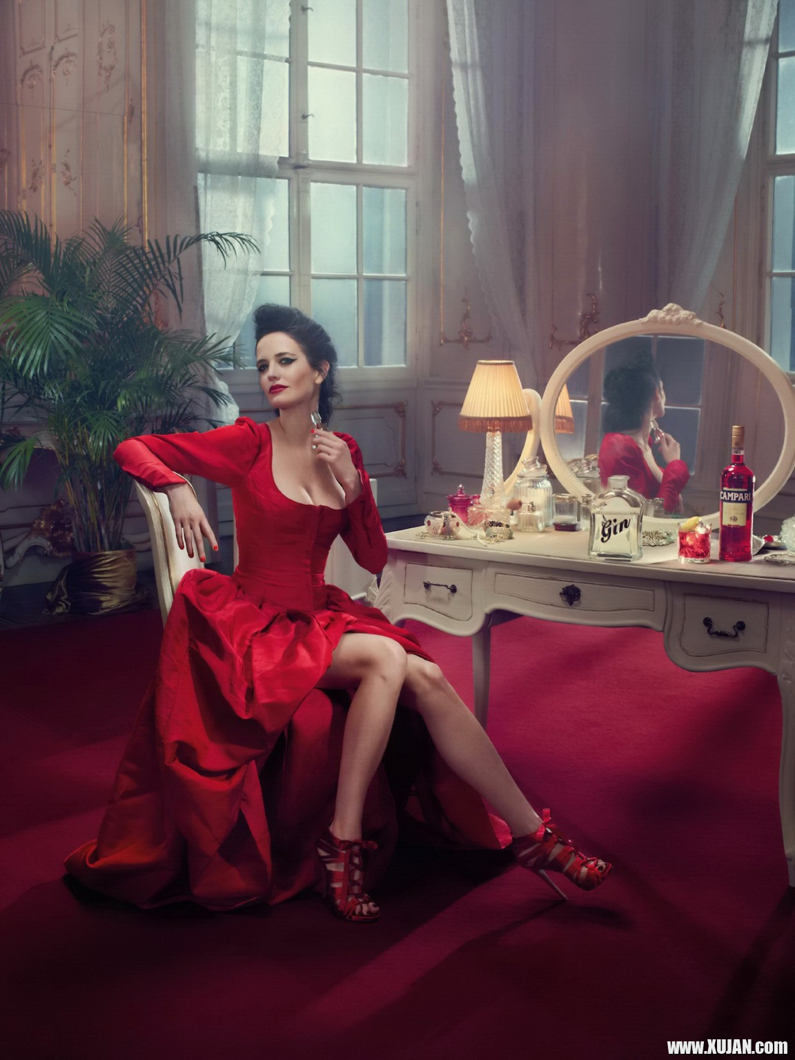 Eva Green busty and leggy wearing various red outfit for Campari Calendar 2015 p - Photo #2067095
