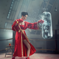 Eva Green busty and leggy wearing various red outfit for Campari Calendar 2015 p