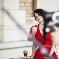 Eva Green busty and leggy wearing various red outfit for Campari Calendar 2015 p