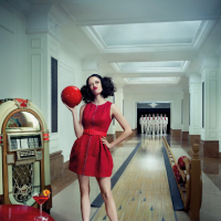 Eva Green busty and leggy wearing various red outfit for Campari Calendar 2015 p