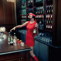 Eva Green busty and leggy wearing various red outfit for Campari Calendar 2015 p