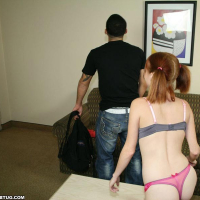Pigtailed redhead Alyssa Hart jerks off a big cock