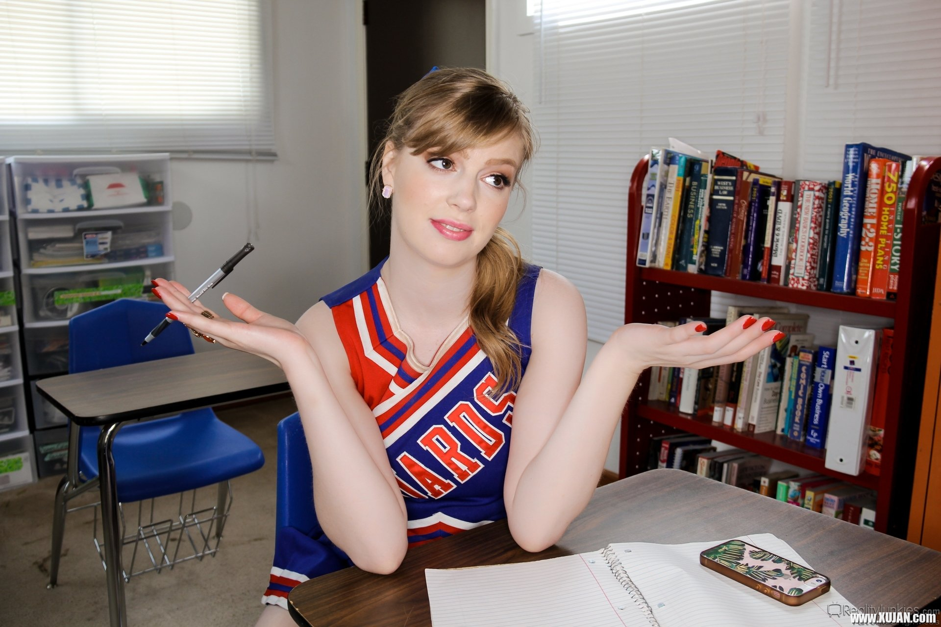 Cheerleader Dolly Leigh is in trouble with her teacher Donnie Dakota for behaving inappropriately She finds it humorous and isn39t at all intimidated by him She decides to make things even more inappropriate Giving him a little cheerleading spirit b - Photo #2098729