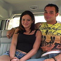 Pretty brunette Melissa Doll sucking and boning in a van