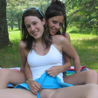 2 slutty little doll face get lezzy on each other outdoors
