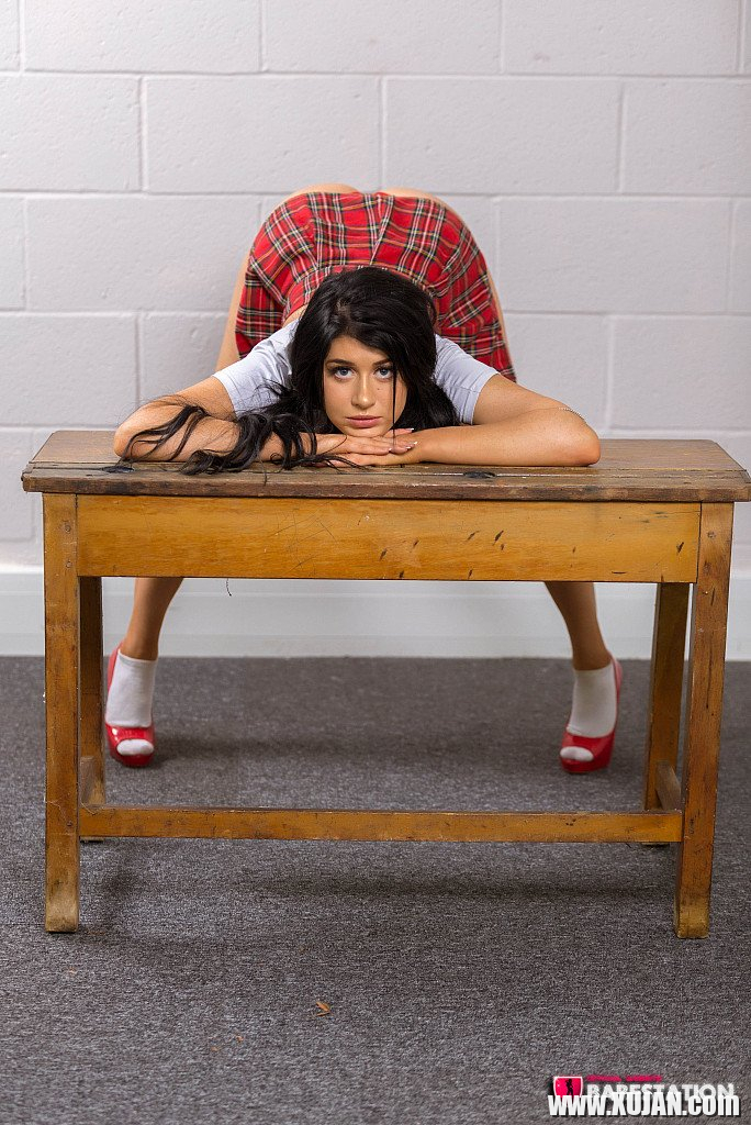 Pretty coed Atlanta Moreno teasing in her checkered skirt - Photo #2120643