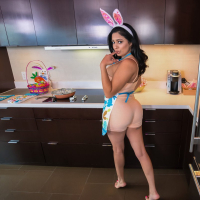 Cute easter bunny Serena Santos toying pussy