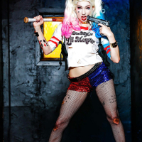 Cosplay fetish model Aria Alexander spreading pink cunt in ripped pantyhose