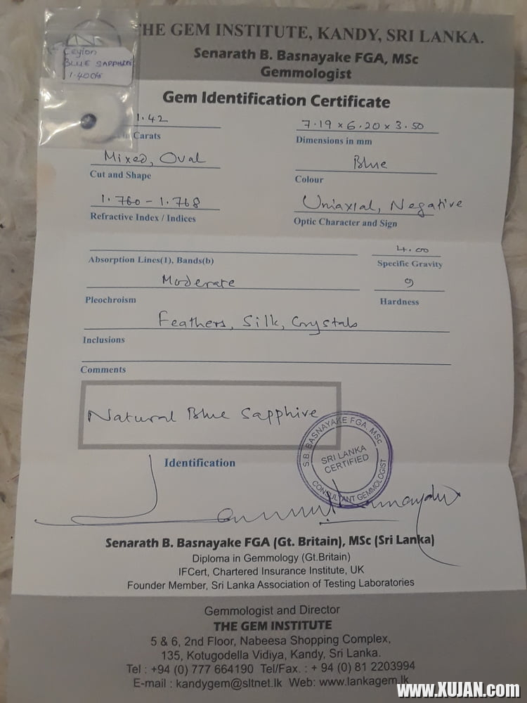 14CT CERTIFIED BLUE CEYLON SAPPHIRE FOR SALE - Photo #2128422
