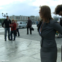 Busty MILF gets tied and fucked outdoor in public