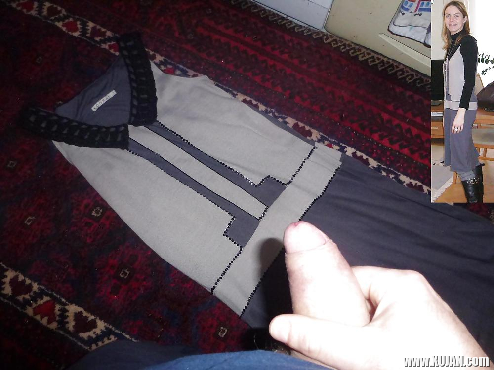 Cum on my Wifes grey winter Dress - Photo #2142252