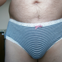 Playing in my wifes grey cotton knickers