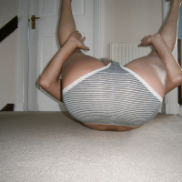 Playing in my wifes grey cotton knickers
