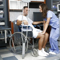 Reality chick in a nurse uniform Jamie Jackson is helping her patient